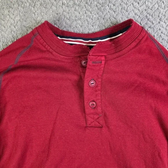 Nike Men's Large Red Long Sleeve Henley Shirt Cotton Athletic Casual - Picture 2 of 10